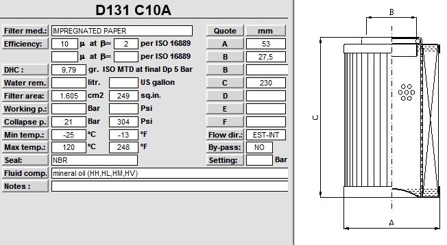 Фильтр высокого давления D131C10A