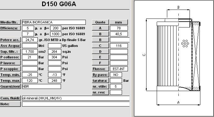 Гидравлический фильтр D150G06A Филтрек